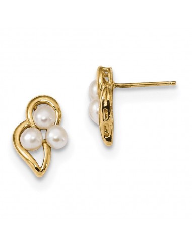 14k 3-4mm White Button Freshwater Cultured Pearl Post Earrings l'achat 