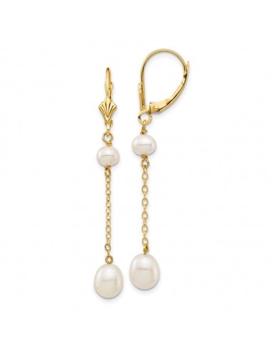 14K 5-7mm White Rice Freshwater Cultured Pearl Leverback Earrings Jusqu'à 80% De Réduction