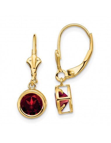 14k 6mm Garnet Leverback Earrings Pour