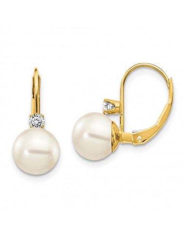 14k 7-7.5mm Pearl & Diamond Leverback Earring Mounting Faites des économies