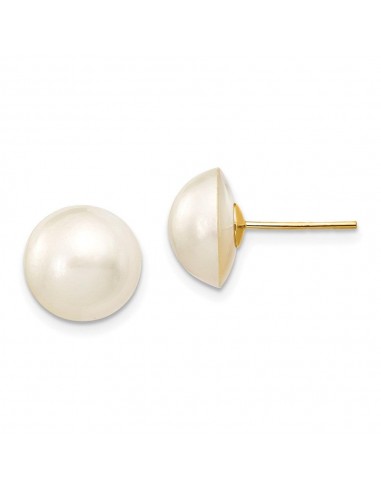 14k 10-11mm White Freshwater Cultured Mabe Pearl Post Earrings sélection de produits