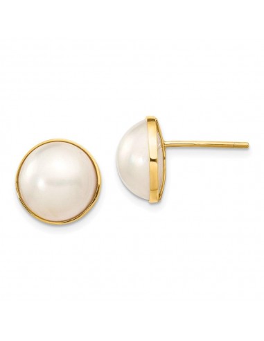 14k 9-10mm White Freshwater Cultured Mabe Pearl Post Earrings votre restaurant rapide dans 