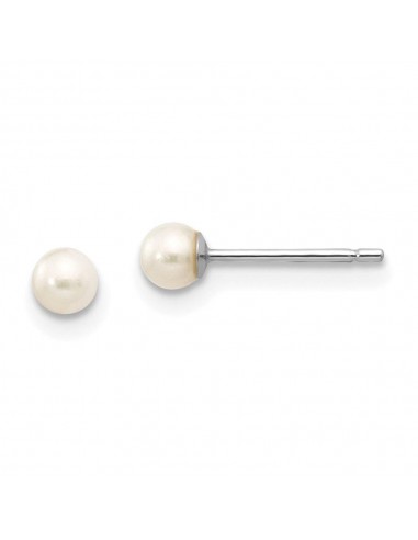 14k White Gold 3-4mm White Round FW Cultured Pearl Stud Post Earrings online