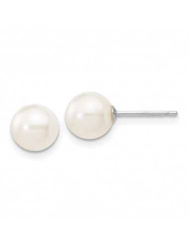 14k White Gold 6-7mm White Round FW Cultured Pearl Stud Post Earrings l'achat 