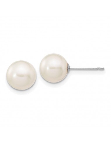 14k White Gold 7-8mm White Round FW Cultured Pearl Stud Post Earrings Comparez et commandez 