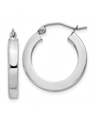 14k White Gold Square Tube Hoop Earrings destockage