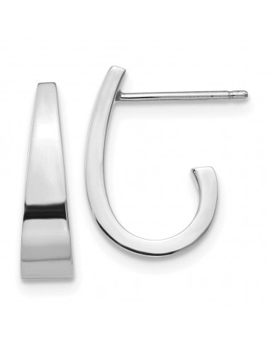 14k White Gold Polished J-Hoop Post Earrings Véritable concentré