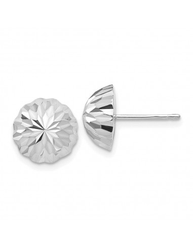 14k White Gold Polished & Diamond-Cut Half Ball Post Earrings sélection de produits