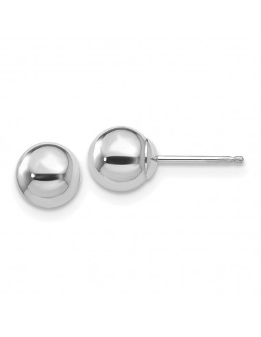 14k White Gold Polished 6mm Ball Post Earrings brillant des détails fins