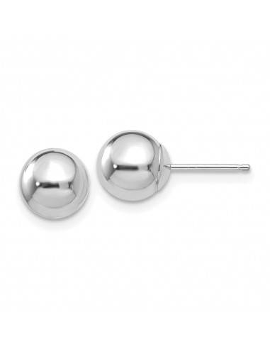 14k White Gold Polished 7mm Ball Post Earrings rembourrage situé sous