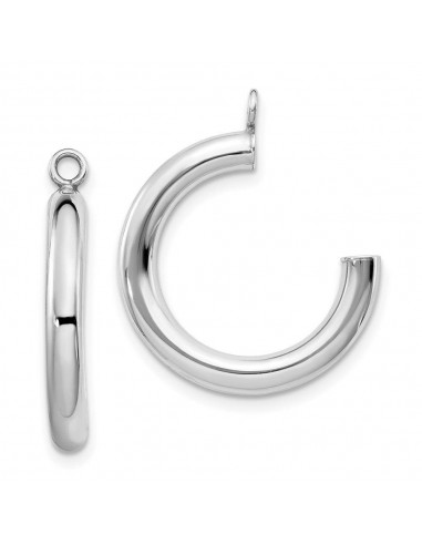 14k White Gold Polished Tube Hoop Earring Jackets plus qu'un jeu 