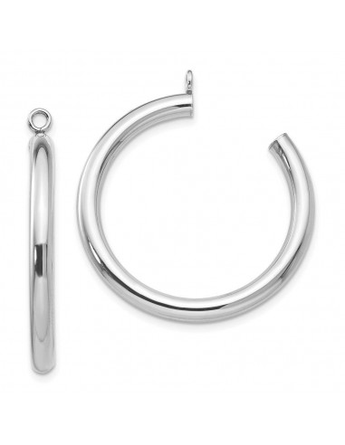 14k White Gold Polished Tube Hoop Earring Jackets Pour