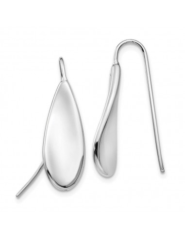 14k White Gold Curved Tear Drop Wire Earrings français