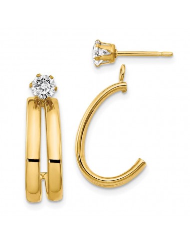 14K Yellow Gold Polished w/CZ Stud Earring Jackets le concept de la Pate a emporter 