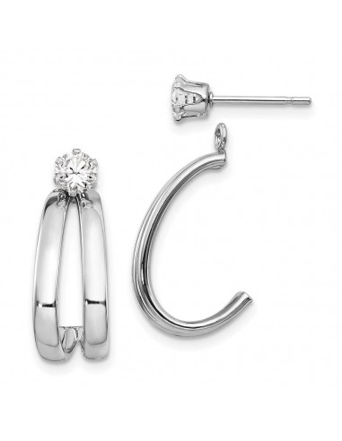 14K White Gold Polished w/CZ Stud Earring Jackets Comparez et commandez 