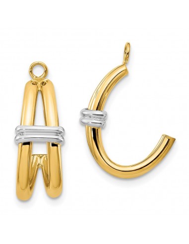 14k Two-tone Polished Double J-Hoop Earring Jackets pour bénéficier 