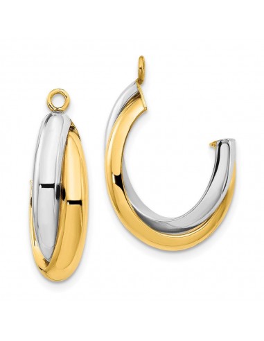 14k Two-tone Polished Double J-Hoop Earring Jackets Economisez 