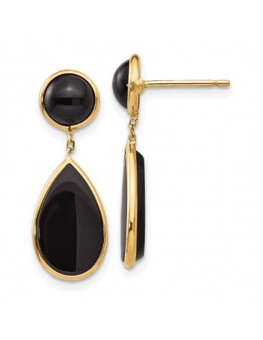 14k Onyx Teardrop Dangle Post Earrings le des métaux précieux