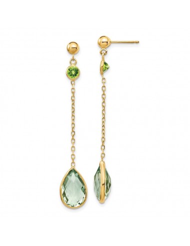 14K Peridot and Green Quartz Post Earrings Faites des économies