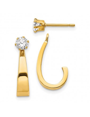 14k J Hoop with CZ Stud Earring Jackets 50-70% off 