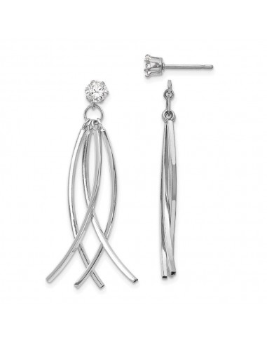 14k White Gold Curved Dangles with CZ Stud Earring Jackets Par le système avancé 