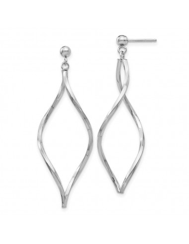 14k White Gold Twisted Post Dangle Earrings commande en ligne