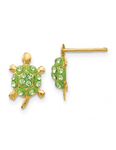 14k Light Green Crystal Turtle Post Earrings prix pour 