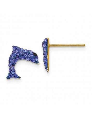 14k Crystal Blue Dolphin Post Earrings sur le site 