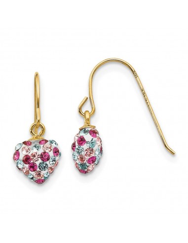 14k Multi-colored Crystal Heart Dangle Earrings d'Europe débarque