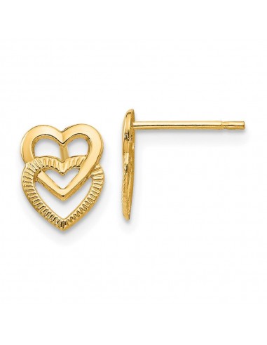 14K Yellow Gold Polished Double Heart Post Earrings de votre