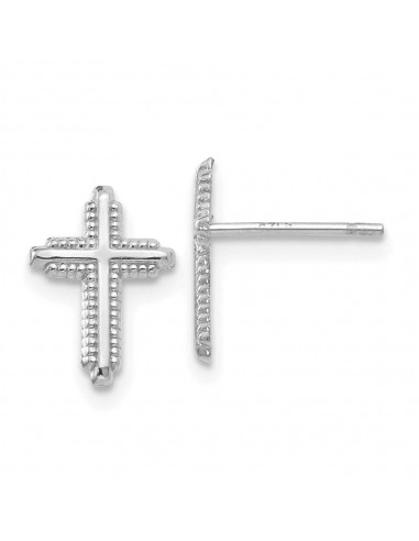 14K White Gold Polished Cross Post Earrings une grave pollution 