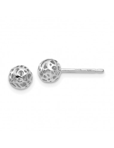 14K White Gold Small Fancy Ball Post Earrings en ligne des produits 