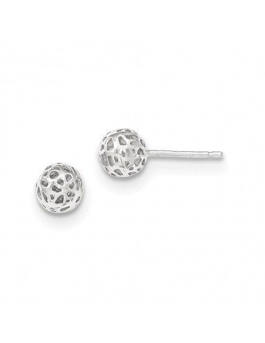 14K White Gold Fancy Ball Post Earrings paiement sécurisé