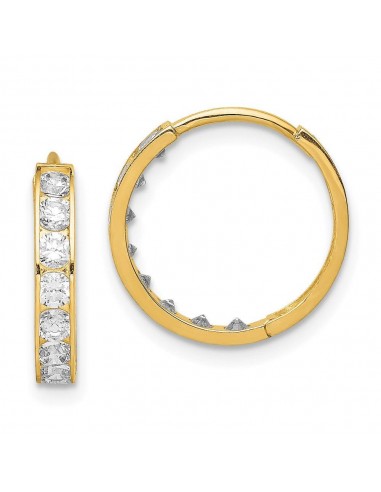 14K CZ Hinged Hoop Earrings de France