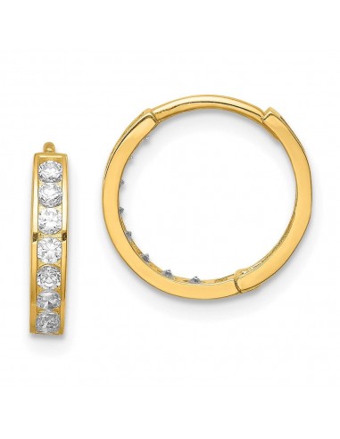 14K CZ Hinged Hoop Earrings Les magasins à Paris