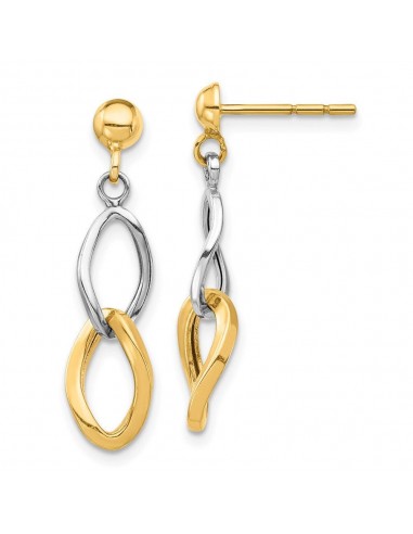 14K Two-tone Dangle Post Earrings sur le site 