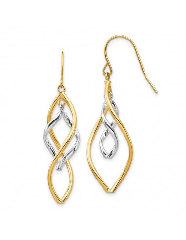 14K Two-tone Fancy Twisted Dangle Earrings Jusqu'à 80% De Réduction