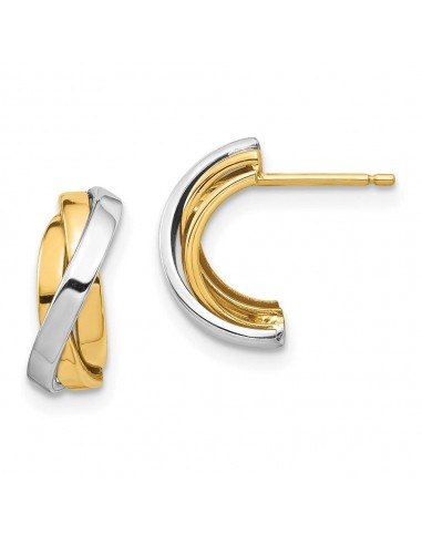 14k & White Rhodium Triple C-Hoop Post Earrings outlet