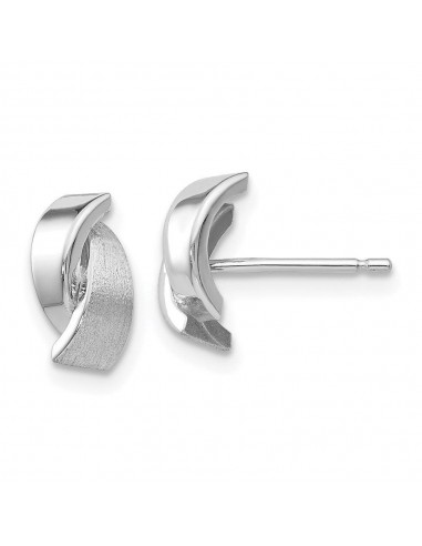 14k White Gold Polished & Satin Fancy Post Earrings livraison gratuite