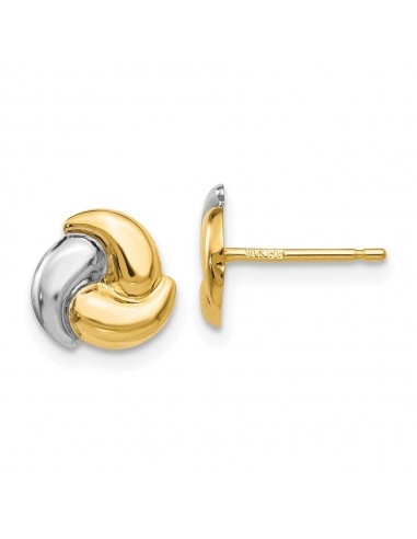 14k Polished & Rhodium Fancy Post Earrings commande en ligne