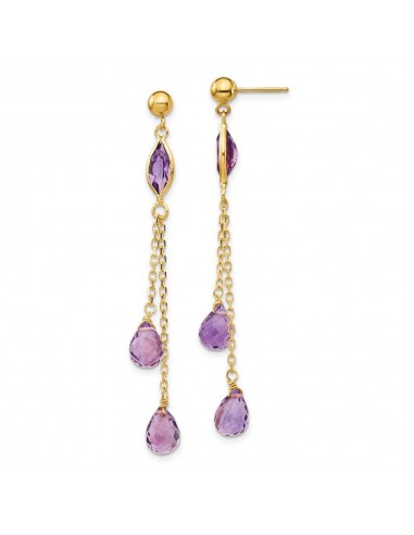 14k Amethyst Post Dangle Earrings sur le site 