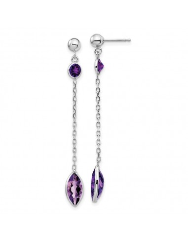 14k White Gold Amethyst Post Dangle Earrings 50% de réduction en Octobre 2024