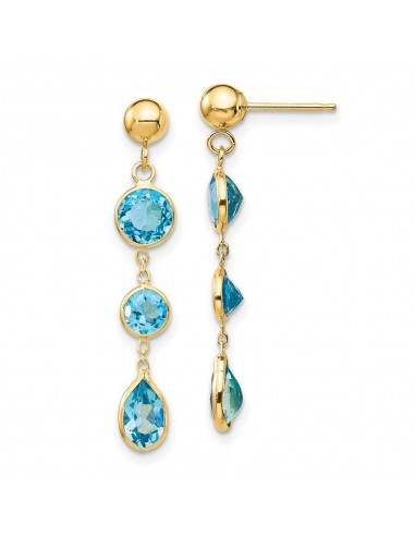 14k Blue Topaz Gemstone Dangle Earrings de technologie