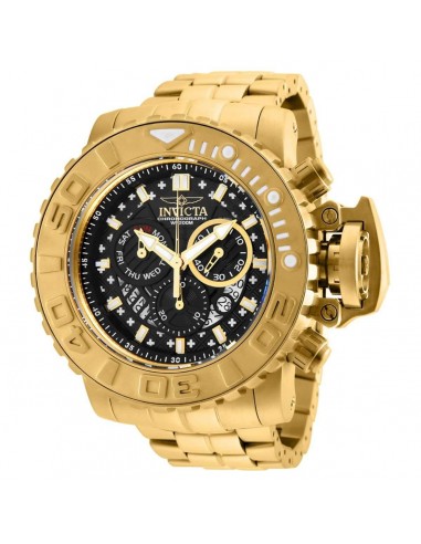 Invicta Men's Chronograph Watch - Sea Hunter Black Dial Yellow Gold Bracelet | 26107 de technologie