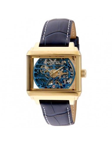 Invicta Men's Automatic Watch - Objet D Art Skeleton Dial Blue Leather Strap | 32176 rembourrage situé sous