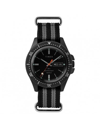 Timex Men's Watch - Todd Snyder MS-1 Maritime Sport Black/Grey Strap | TW2R83200JR brillant des détails fins