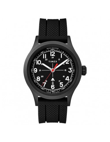 Timex Men's Quartz Watch - Todd Snyder Military Black Dial Rubber Strap | TW2T82400JR solde