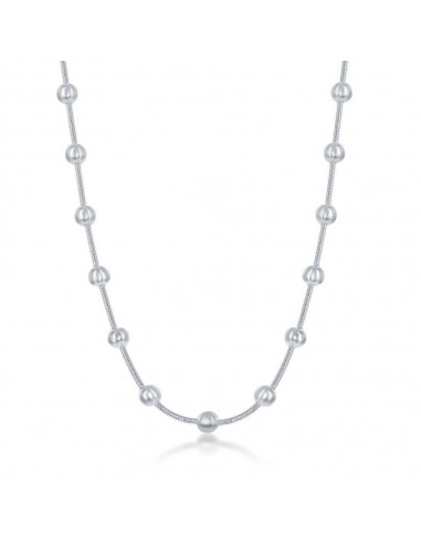 Sterling Silver Snake and Round Beads Chain, 24" Profitez des Offres !