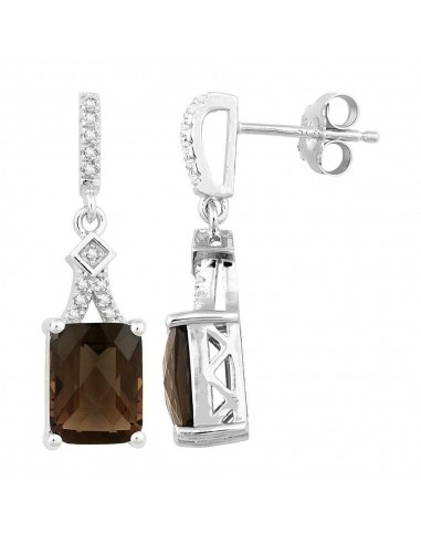 Sterling Silver Octagon Smoky Quartz Earrings les ctes