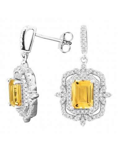 Sterling Silver Octagon Citrine Topaz Earrings acheter en ligne